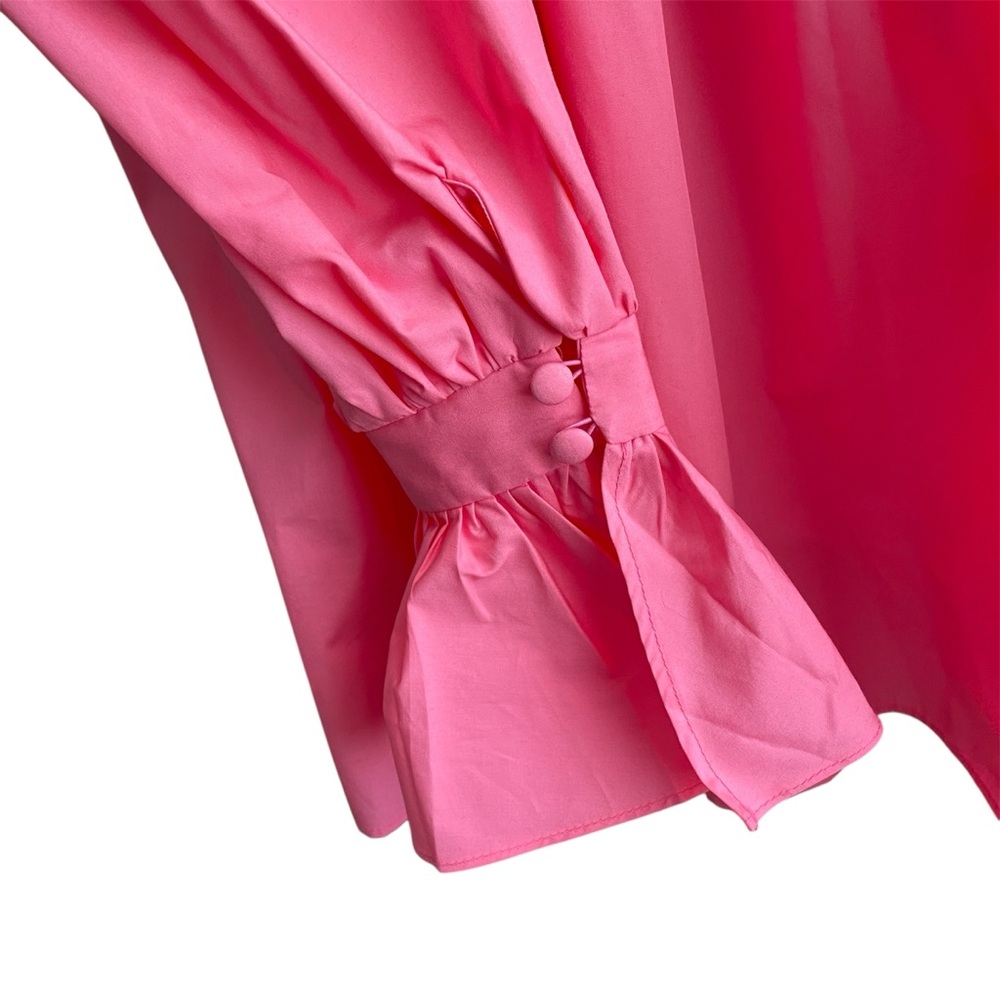 ASOS EDITION High neck Ruffle Mini dress Size 10 Pink Romantic Oversized Cuffs - Picture 8 of 10